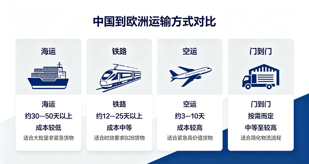 中国到欧洲物流运输方式对比
