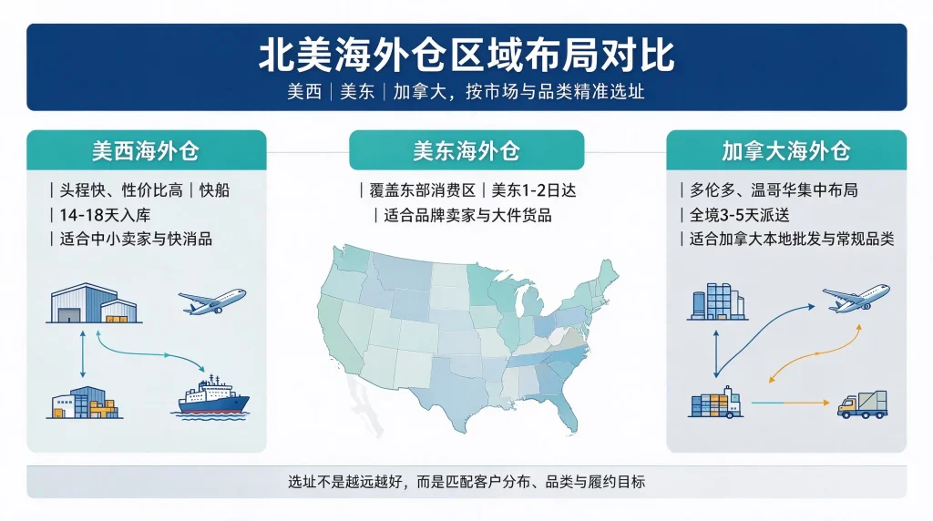 北美海外仓区域布局对比